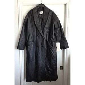 CO MINT Leather Black Long Duster Lined Coat Womens Sz 1X Vintage Dead Stock NWT